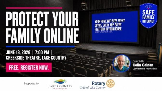 protect your family online text overlaid on background of an empty theatre