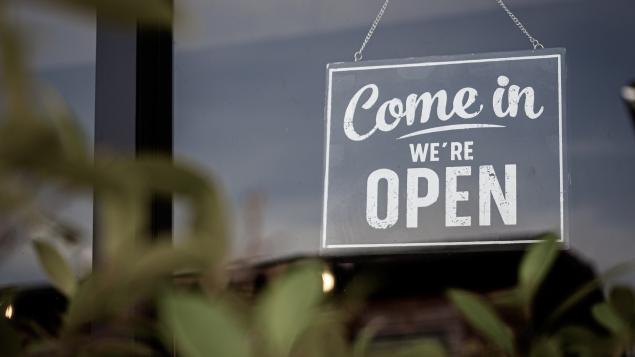 shop window with a open sign 