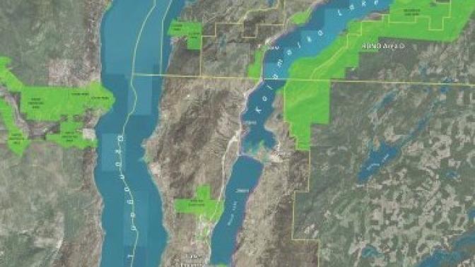 A screenshot of the Okanagan Rail Trail mapping system