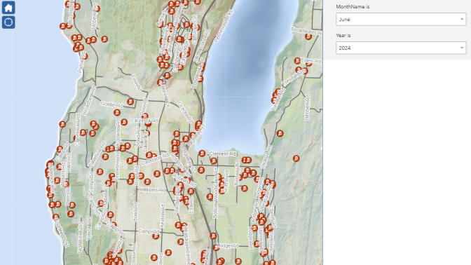 Map of current building permits currently in progress in Lake Country.