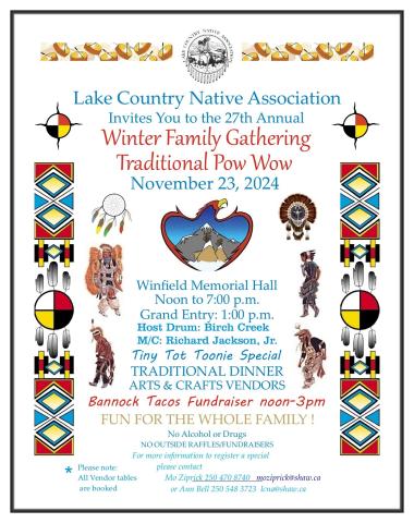 poster inviting community to November 23 Winter Family Gathering Pow Wow