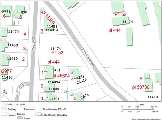 map of Lake Country showing the location of 11474 Petrie Road