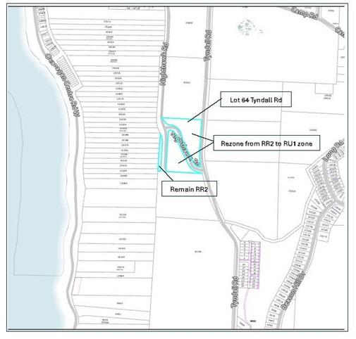 Map showing lot 64 on Tyndall Road