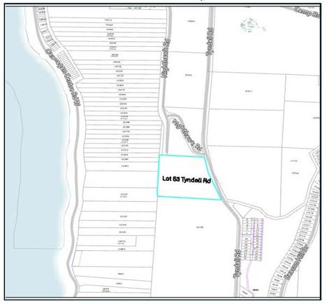 Map showing lot 64 on Tyndall Road