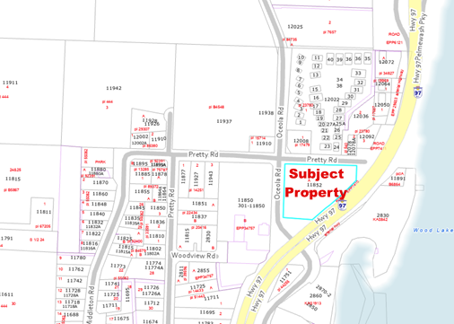 map of 11852 Highway 97 for consideration of Temporary Use Permit